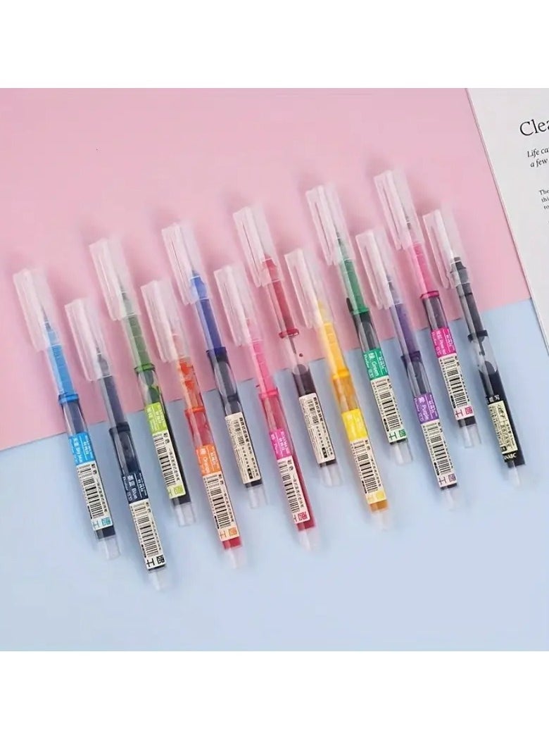 Generic - A set of 12 large-capacity liquid ink pens with 0.5mm tips – smooth writing, vibrant colors, and precise lines for writing, drawing, journaling, and note-taking – ergonomic design with quick-drying ink. - Image 1