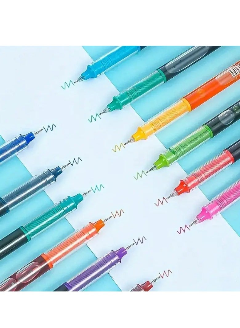 Generic - A set of 12 large-capacity liquid ink pens with 0.5mm tips – smooth writing, vibrant colors, and precise lines for writing, drawing, journaling, and note-taking – ergonomic design with quick-drying ink. - Image 1