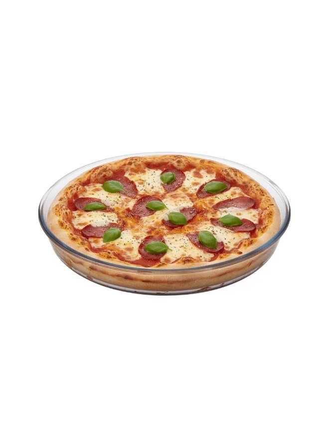 Borcam Oven Glass Pizza Tray 31 cm – Round Heat-Resistant Glass Baking Dish for Pizza, Pastry & Oven Cooking – Turkey Made - Image 1