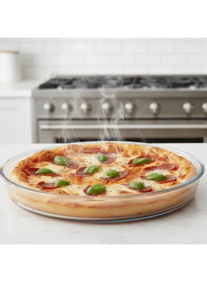 Borcam Oven Glass Pizza Tray 31 cm – Round Heat-Resistant Glass Baking Dish for Pizza, Pastry & Oven Cooking – Turkey Made - Image 2
