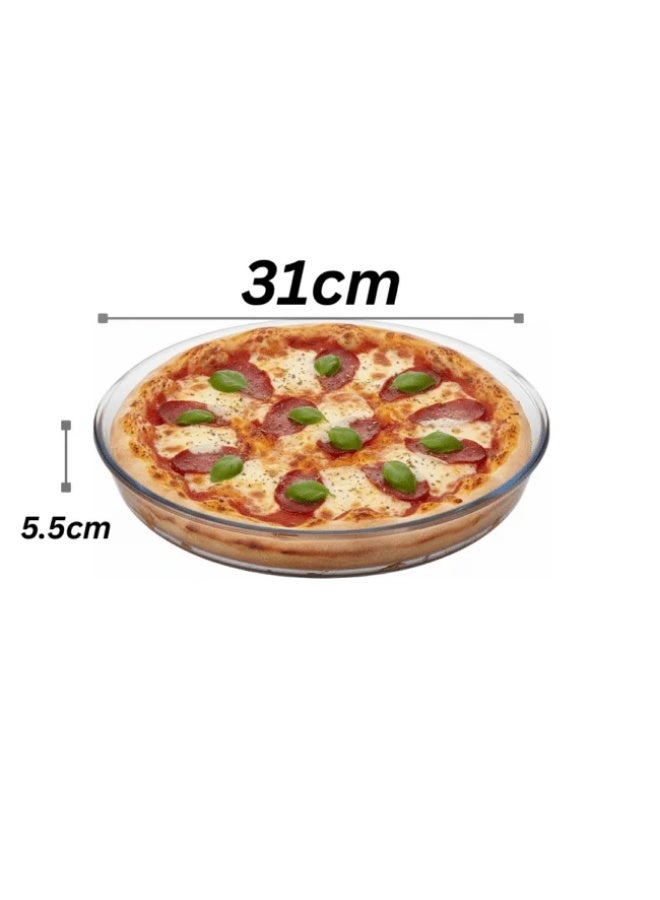 Borcam Oven Glass Pizza Tray 31 cm – Round Heat-Resistant Glass Baking Dish for Pizza, Pastry & Oven Cooking – Turkey Made - Image 3