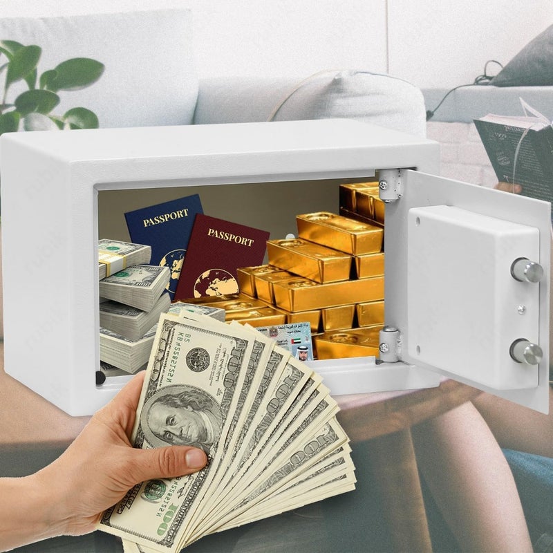 Safe Box with Digital Pin Code and Key Lock for Home Office Money Jewelry Passport Safety 20x31x20cm - Image 3