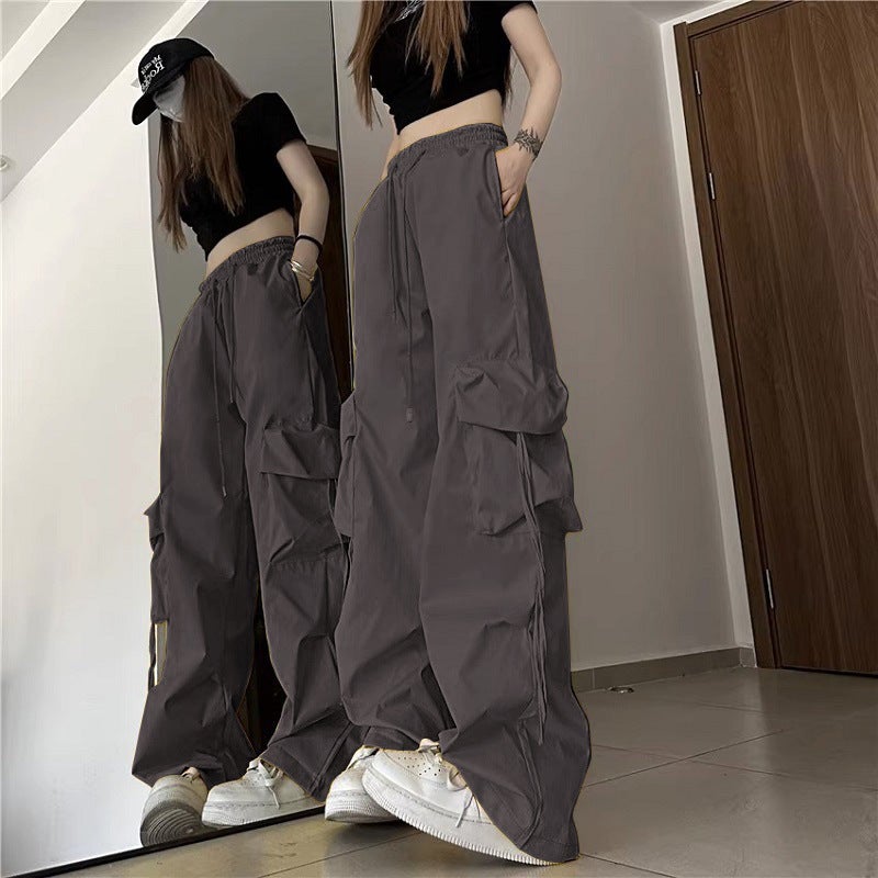 Vintage American High-Waist Cargo Pants with Pockets Lotus Pink - Image 4