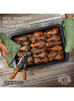 Hotel Linen Klub 2-Piece Gloves/Oven Mitt And Pot Holder Set Sage Green  - Image 4