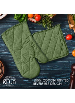 Hotel Linen Klub 2-Piece Gloves/Oven Mitt And Pot Holder Set Sage Green  - Image 3
