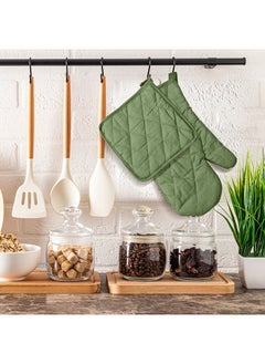 Hotel Linen Klub 2-Piece Gloves/Oven Mitt And Pot Holder Set Sage Green  - Image 5