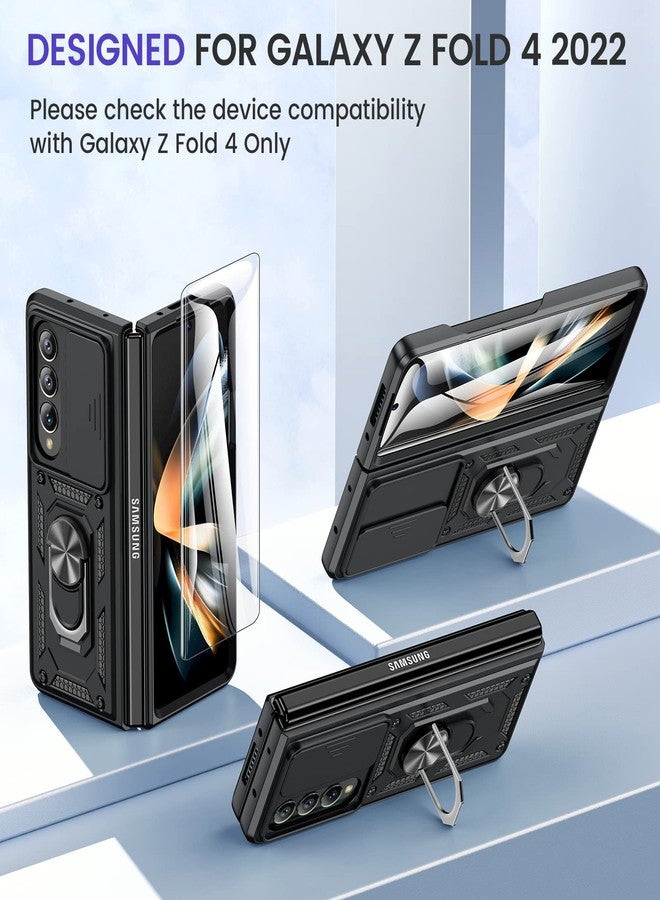 VEGO Schutzhülle für Samsung Z Fold 4, Galaxy Z Fold 4, mit Schiebekamera-Abdeckung und Displayschutzfolie, stoßfeste Schutzhülle für Samsung Galaxy Z Fold 4 5G 2022, Schwarz - Image 3
