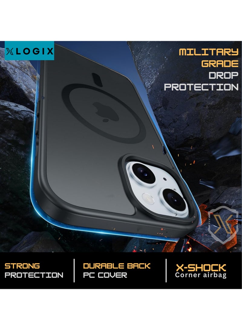 XLogix FrostX for iPhone 15 Case, Frosted Black - Slim Protective Cover with MagSafe Compatibility | Shockproof & Scratch-Resistant Design, FrostX Series - Image 2