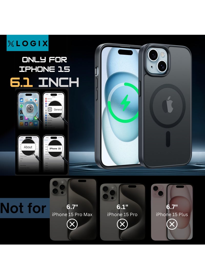 XLogix FrostX for iPhone 15 Case, Frosted Black - Slim Protective Cover with MagSafe Compatibility | Shockproof & Scratch-Resistant Design, FrostX Series - Image 4
