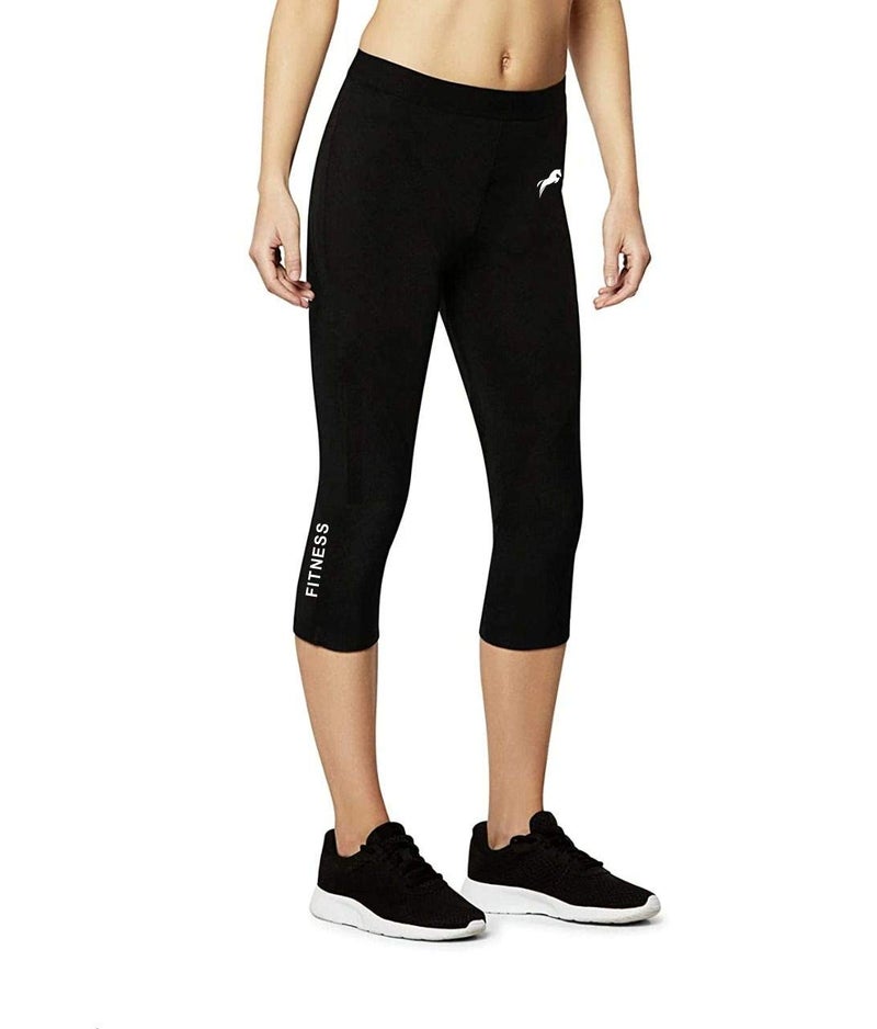 PRO GYM Pants for Women Swim Capris Swim Shorts Swimming Leggings (Small) Black - Image 3