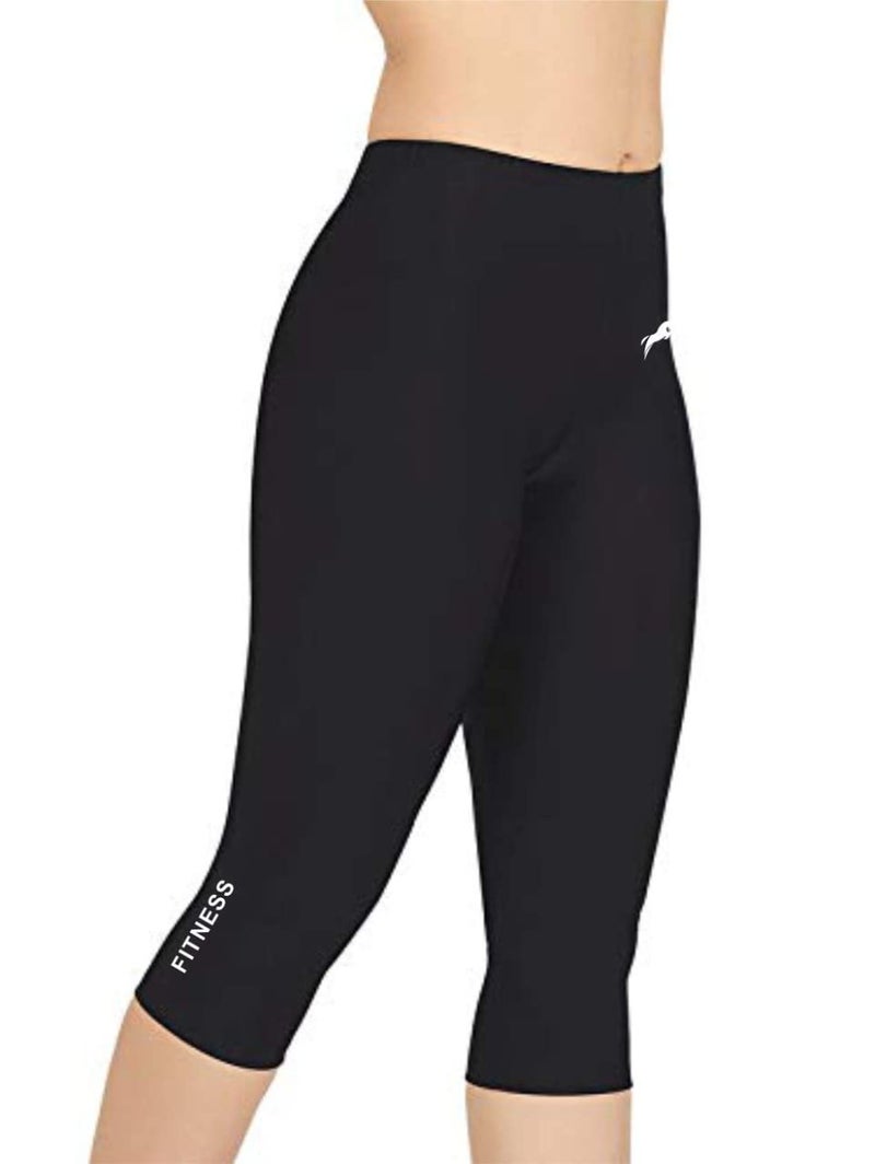 PRO GYM Pants for Women Swim Capris Swim Shorts Swimming Leggings (Small) Black - Image 2