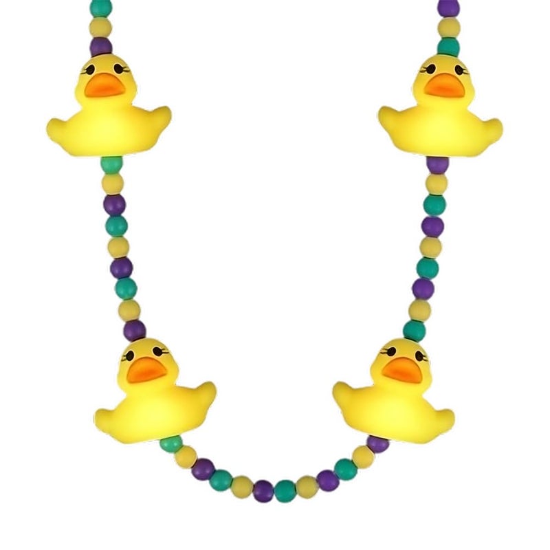 blinkee Light Up Squeezable Rubber Duck Charms Beaded Necklace - Image 1