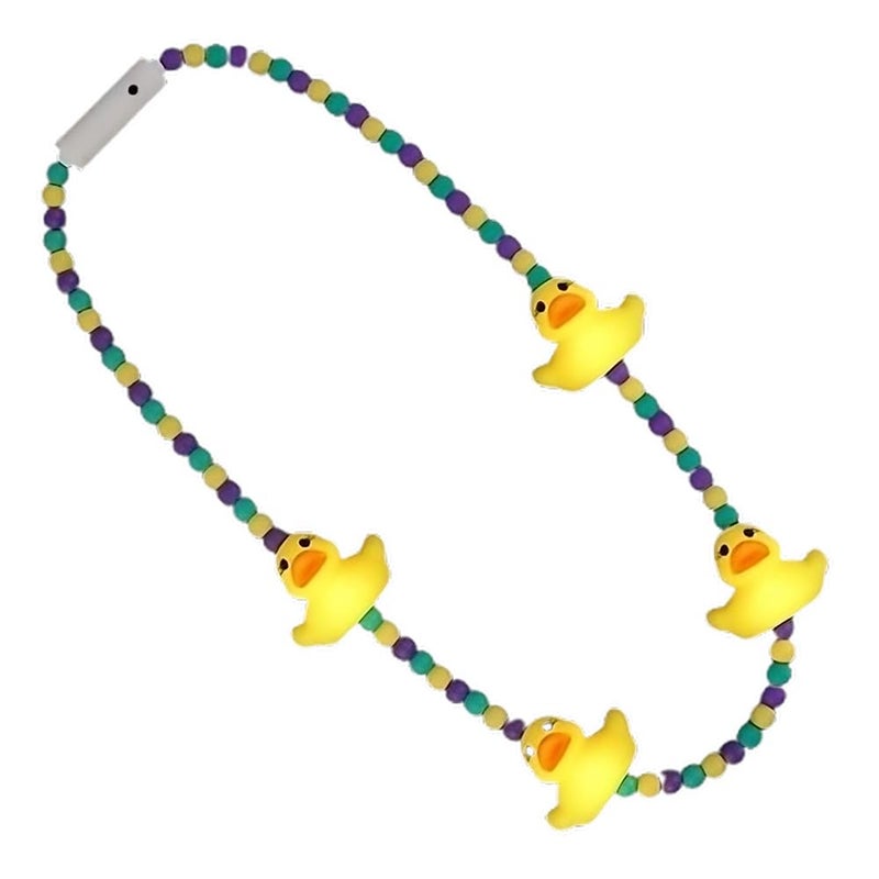 blinkee Light Up Squeezable Rubber Duck Charms Beaded Necklace - Image 2