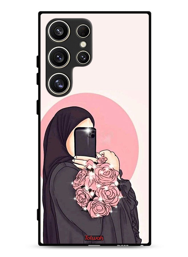 Tolwak Samsung Galaxy S24 Ultra 5G Protective Case Cover Making Selfies While Holding Flowers Art - Image 1