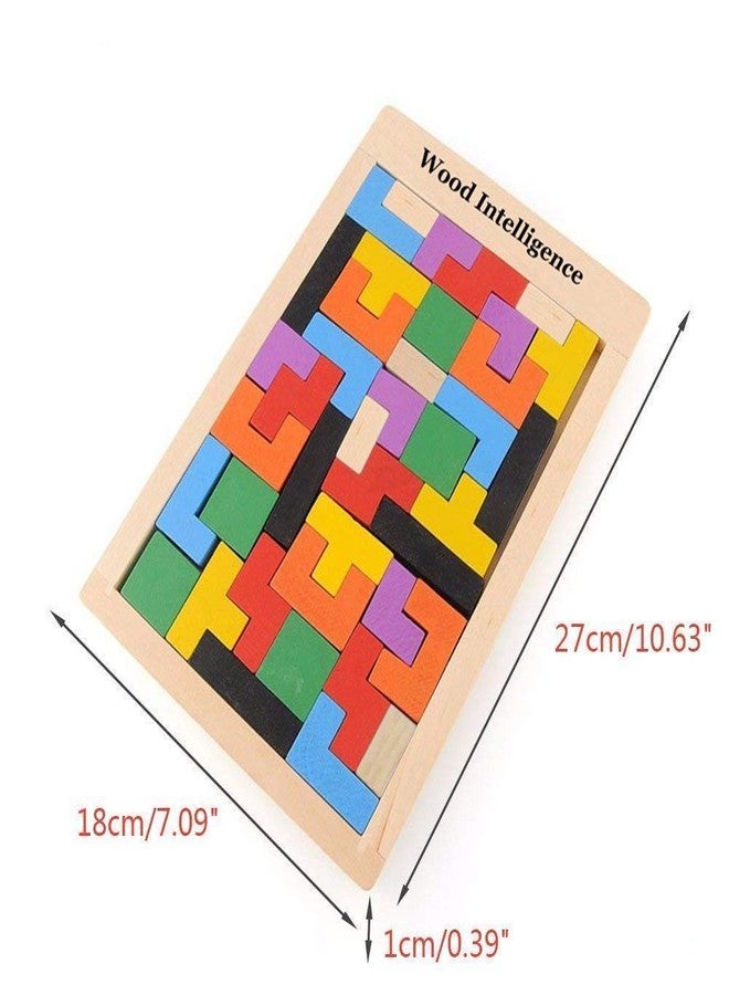 VIKINGS Wooden Tetris Puzzle Brain Teaser Toy Colorful Jigsaw Game Montessori Intelligence Educational Gift for Baby- Toddlers, Kids 2-6 Years Old Boys Girls - 40 Pcs, Multi Color - Image 2