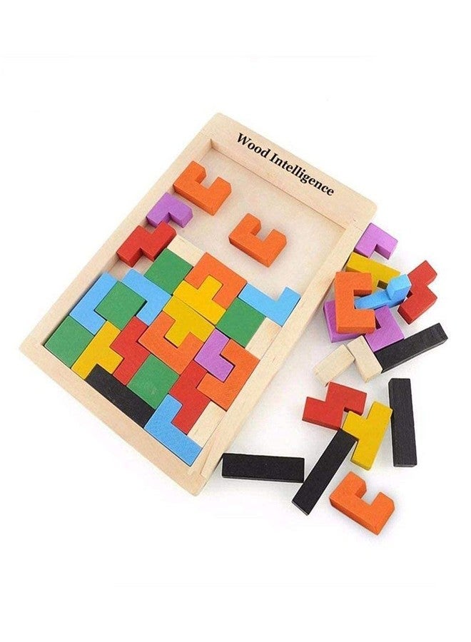 VIKINGS Wooden Tetris Puzzle Brain Teaser Toy Colorful Jigsaw Game Montessori Intelligence Educational Gift for Baby- Toddlers, Kids 2-6 Years Old Boys Girls - 40 Pcs, Multi Color - Image 4