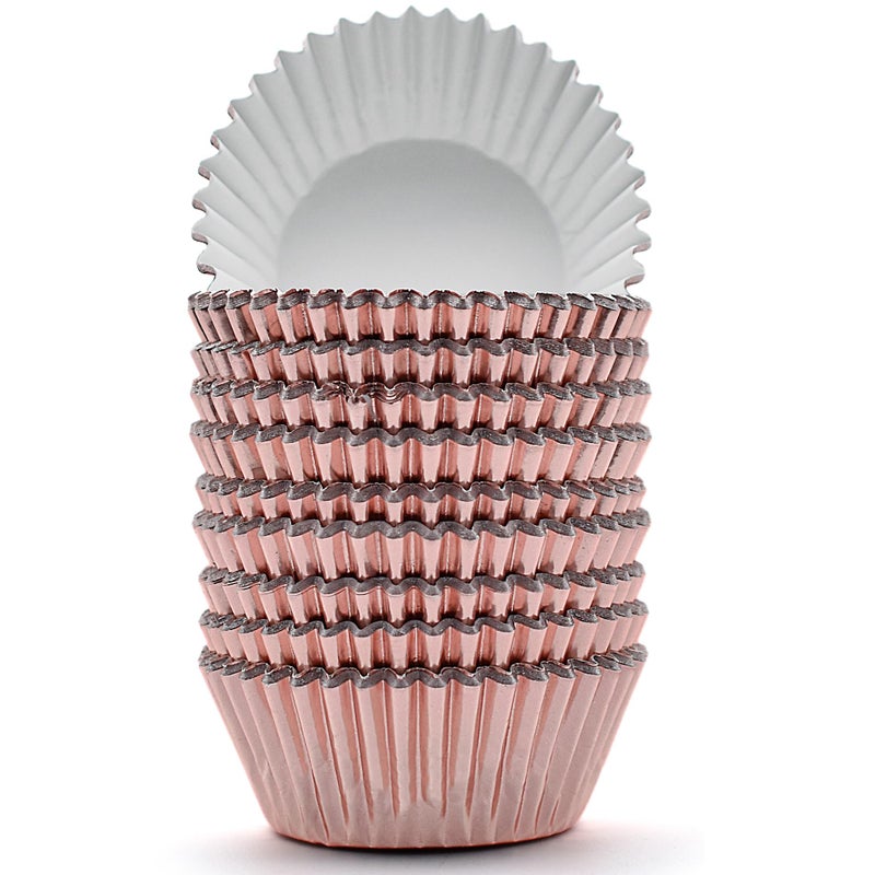 MODENGKONGJIAN 200 Pcs Rose Gold Foil Cupcake Liners Standard Baking Cups Muffin Paper Cases - Image 1