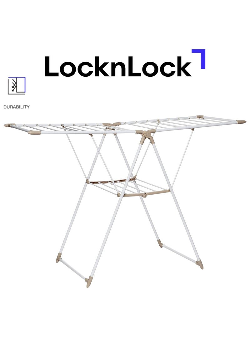 LOCK & LOCK LOCKNLOCK Strong Laundry Drying Rack - Durable, Foldable, Beige/White  - Image 1