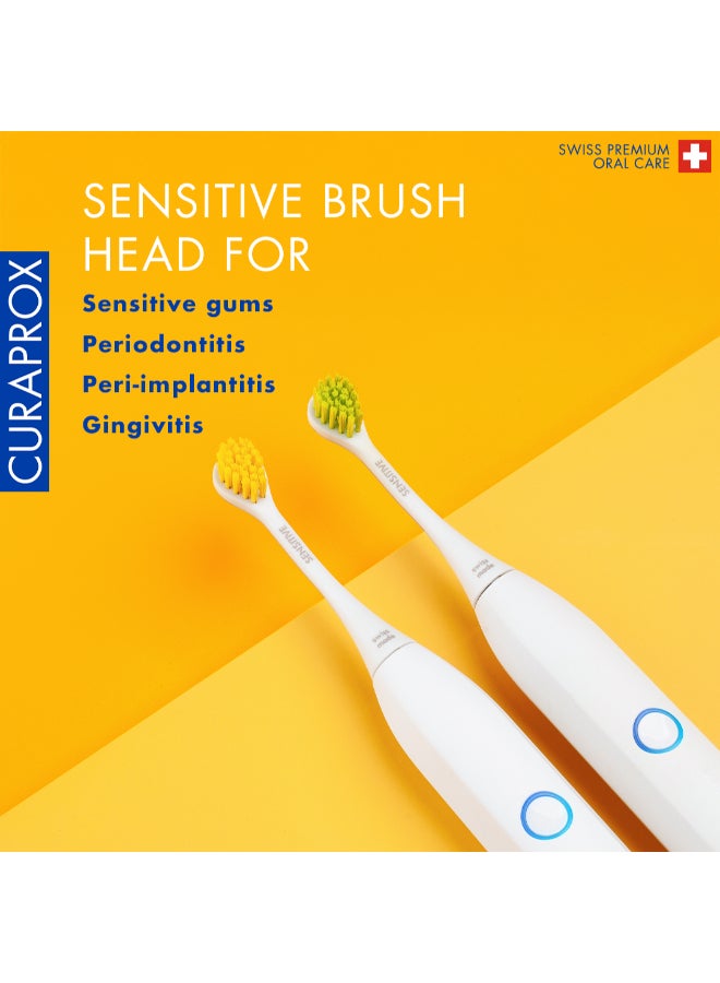 CURAPROX Hydrosonic Sensitive Brush Heads, Duo-Pack – New Ultra-Gentle Replacement Heads for Sonic Toothbrush, Yellow/Green - Image 2