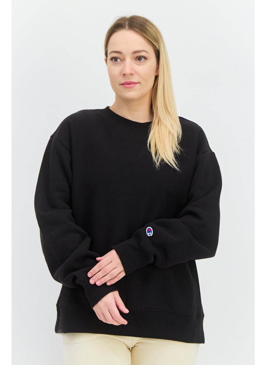 Champion Women Sportswear Fit Long Sleeves Outdoor Sweatshirt, Black  - Image 1