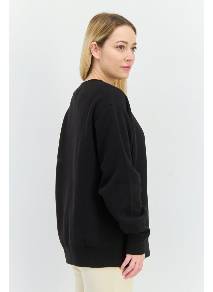 Champion Women Sportswear Fit Long Sleeves Outdoor Sweatshirt, Black  - Image 2