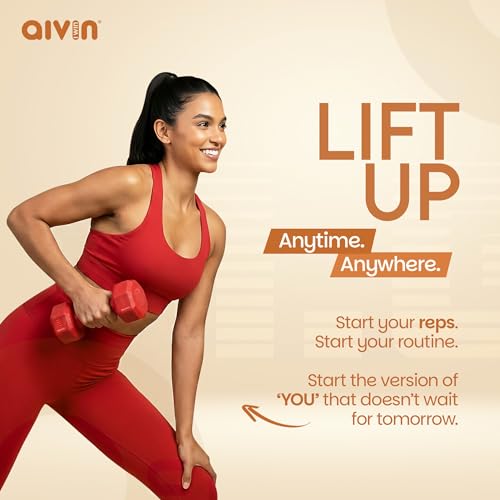 AIVIN Coregrip 1.0 PVC Dumbbells I Set of 2 (1kg Each) I Hexagonal No-Roll Design with Easy-Grip Coating I Professional Home Gym Equipment for Strength Training, Pilates & Aerobics (Red) - Image 4