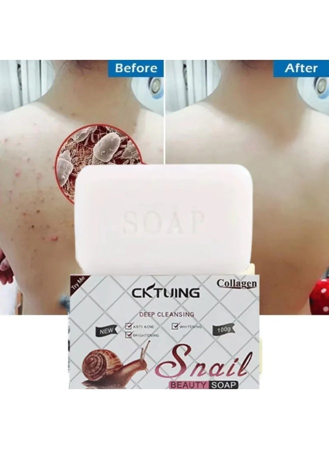 CKTUING Snail Essence Soap Bar – Collagen & Mucin Face Cleansing Soap for Wrinkle Removal, Acne Scar Treatment & Anti-Aging – Hydrating Facial Bar for Smooth, Clear Skin – 100g - Image 3