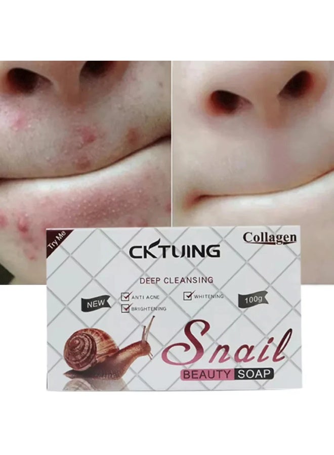CKTUING Snail Essence Soap Bar – Collagen & Mucin Face Cleansing Soap for Wrinkle Removal, Acne Scar Treatment & Anti-Aging – Hydrating Facial Bar for Smooth, Clear Skin – 100g - Image 2
