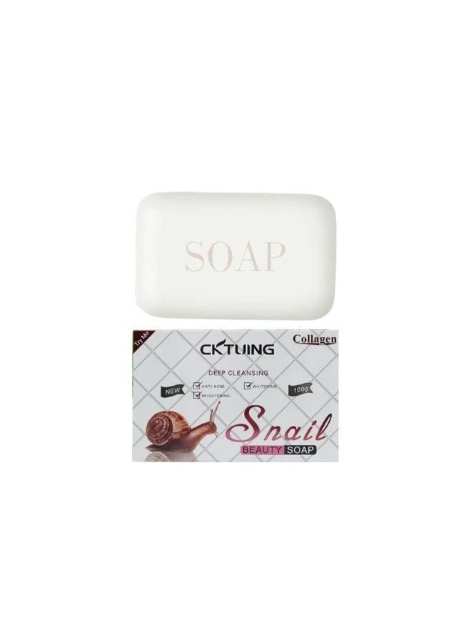 CKTUING Snail Essence Soap Bar – Collagen & Mucin Face Cleansing Soap for Wrinkle Removal, Acne Scar Treatment & Anti-Aging – Hydrating Facial Bar for Smooth, Clear Skin – 100g - Image 1