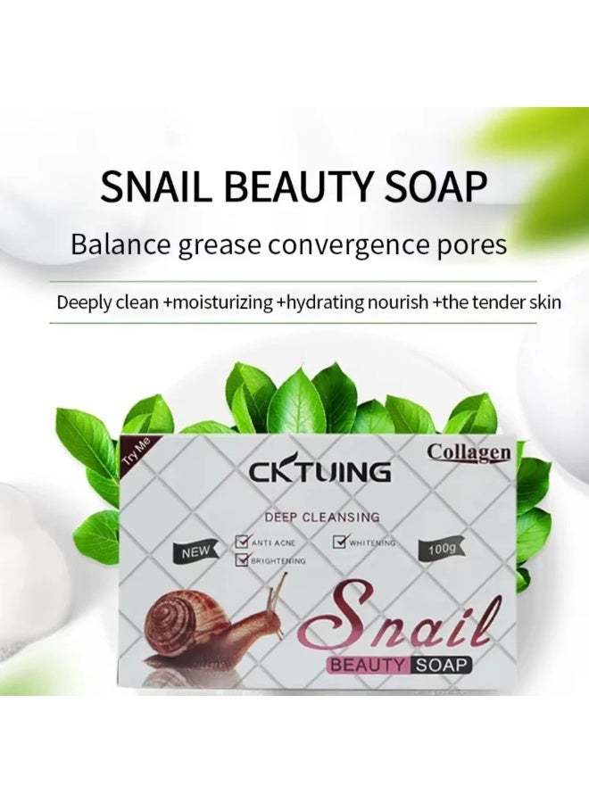 CKTUING Snail Essence Soap Bar – Collagen & Mucin Face Cleansing Soap for Wrinkle Removal, Acne Scar Treatment & Anti-Aging – Hydrating Facial Bar for Smooth, Clear Skin – 100g - Image 4