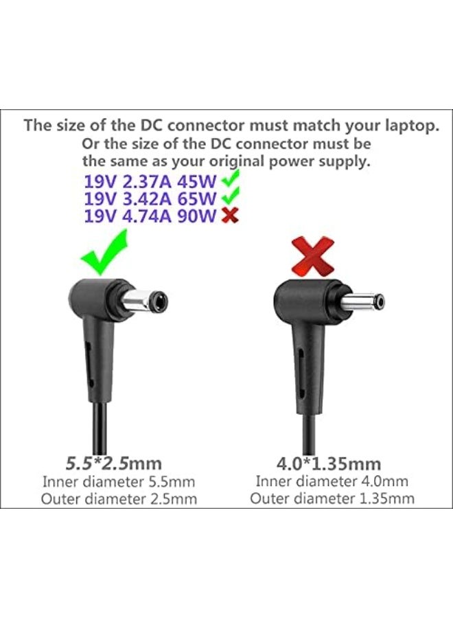 Terabyte Laptop Charger for ASUS 19V 3.42A 65W N17908 V85 K52 K52F X550 X551 X551M F551 F555 VivoBook Q301 Q400 S300CA S400CA S500CA S550 S550 S555 0CA Power Adapter (5.5 x 2.5 mm) - Image 3