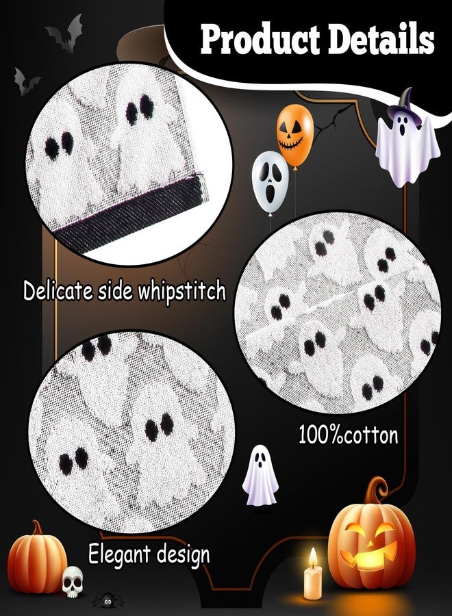Quera 2 Pack Hand Towels Halloween Ghost Black White Bathroom Decorative Towels Set for Drying, Cleaning, Cooking, Holiday 13.7'' x 29.5'' - Image 5