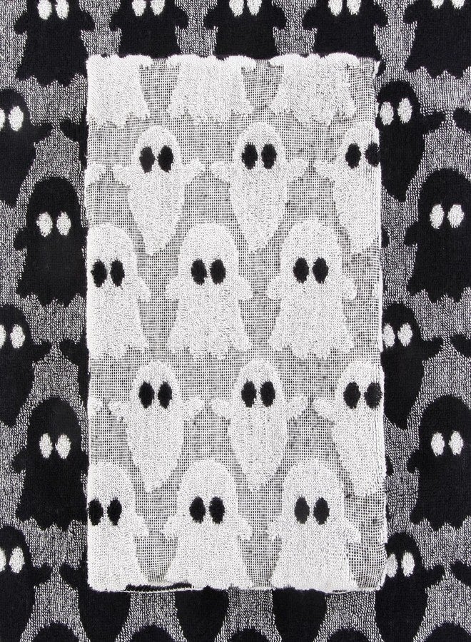 Quera 2 Pack Hand Towels Halloween Ghost Black White Bathroom Decorative Towels Set for Drying, Cleaning, Cooking, Holiday 13.7'' x 29.5'' - Image 3