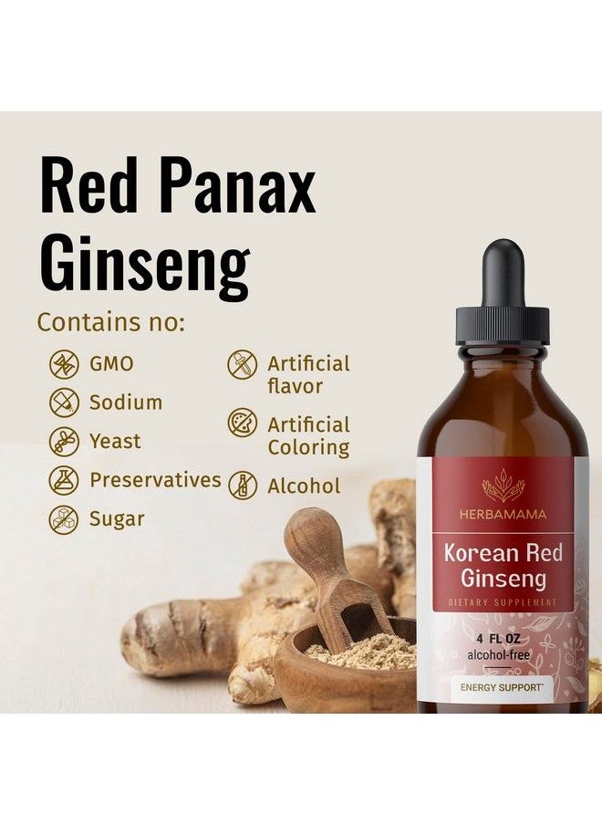 HERBAMAMA - Ginseng Liquid Extract Korean Red Ginseng Drops Panax Ginseng Root Tincture Complex Vegan Supplement 4 Fl Oz - Image 1