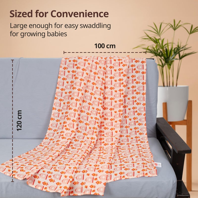 LuvLap 100% Cotton Muslin Baby Swaddle Set, Baby Towel, Size-120cm x 100cm (47"x39"), Fish Cage Print, 0-18 Month+, Printed Mulmal Muslin Swaddle Wrap for New Born, Pack of 3 - Image 5