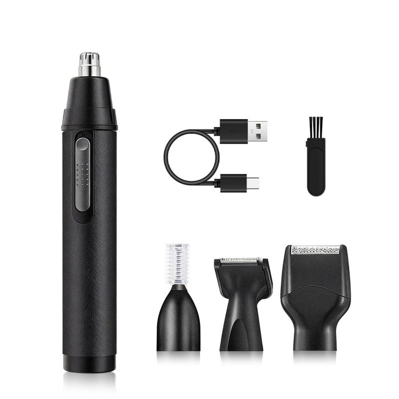 POSIKO Ear and Nose Hair Trimmer Clipper - 4-in-1 Grooming Tool for Nose Hair, Ear Hair, Beard, Eyebrows, Head Hair, Body Hair, Armpit, Leg (Black) - Image 1