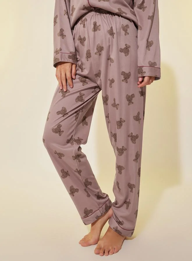 Take Two Take Two Bear Print Long Sleeve Shirt and Pyjama Set