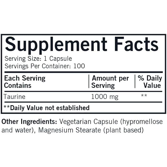 Kirkman L-Taurine 1000 mg - Hypoallergenic | 100 Vegetarian Capsules - Image 2