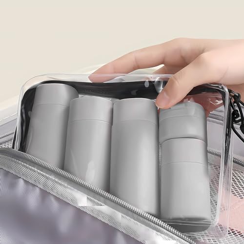 Suteng Travel Bottles for Toiletries, 5 Pack Travel Size Containers, TSA Approved Leak Proof - Silicone Toiletry Containers with Clear Bag for Shampoo, Conditioner & Lotion, Travel Essentials (Grey) - Image 5