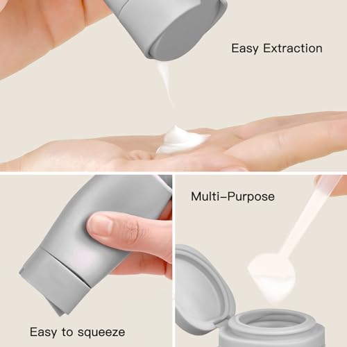 Suteng Travel Bottles for Toiletries, 5 Pack Travel Size Containers, TSA Approved Leak Proof - Silicone Toiletry Containers with Clear Bag for Shampoo, Conditioner & Lotion, Travel Essentials (Grey) - Image 3