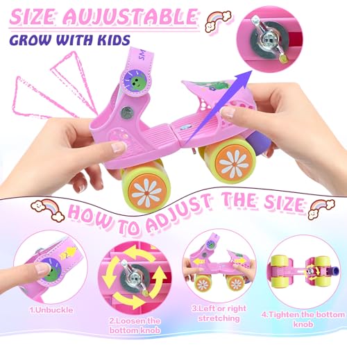 SMOOJOY Toddler Roller Skates for Kids Boys Girls Ages 25 Adjustable Quad Skates Outdoor Indoor for Beginner Durable Childrens 4 Wheels Rollerskates - Image 3