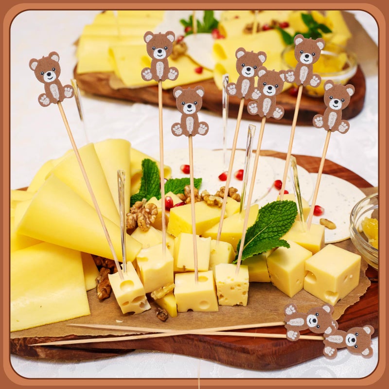 Tioncy 100 Pcs Bear Cocktail Picks 4.7 Inch Bear Cocktail Toothpicks for Appetizers Decorative Bamboo Skewers Party Decorations Fruit Food Picks for Party Supplies - Image 4
