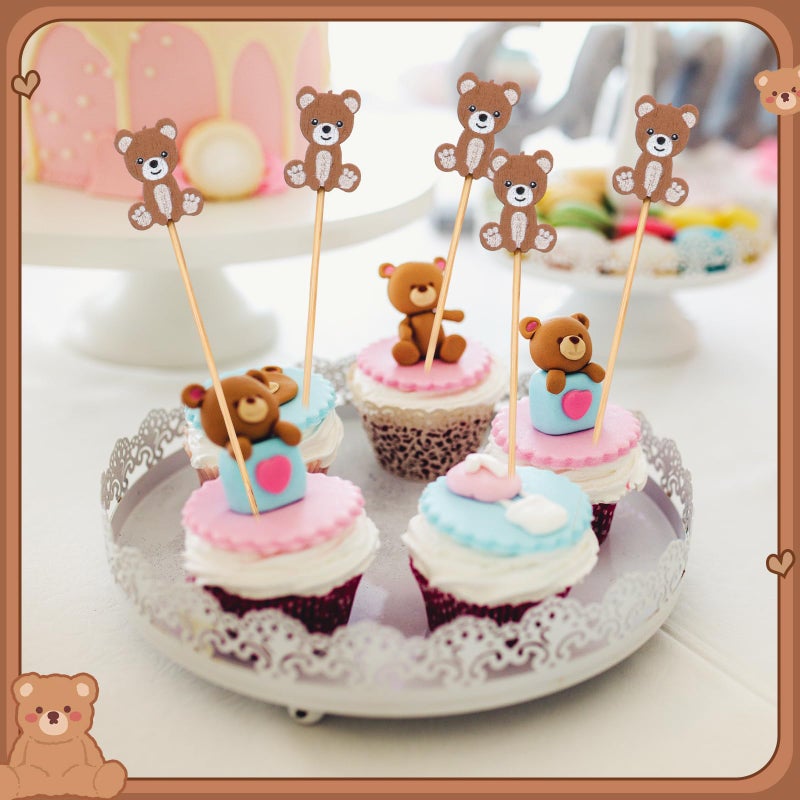 Tioncy 100 Pcs Bear Cocktail Picks 4.7 Inch Bear Cocktail Toothpicks for Appetizers Decorative Bamboo Skewers Party Decorations Fruit Food Picks for Party Supplies - Image 5