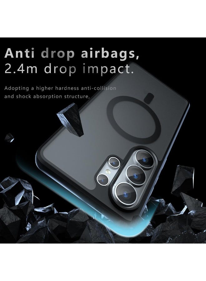 Case Cover Shockproof Hard PC Back Soft TPU Frame Matte Black Magnetic Wireless Charging Slim Protective Cover Compatible with  Samsung Galaxy S26 Ultra ( Black) - Image 4