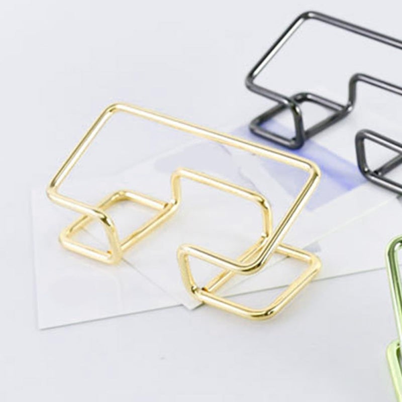 Luxshiny Metal Business Card Holder Stand Desktop Card Display Rack In Gold For Office Desk With Hollow Design Organizer - Image 5