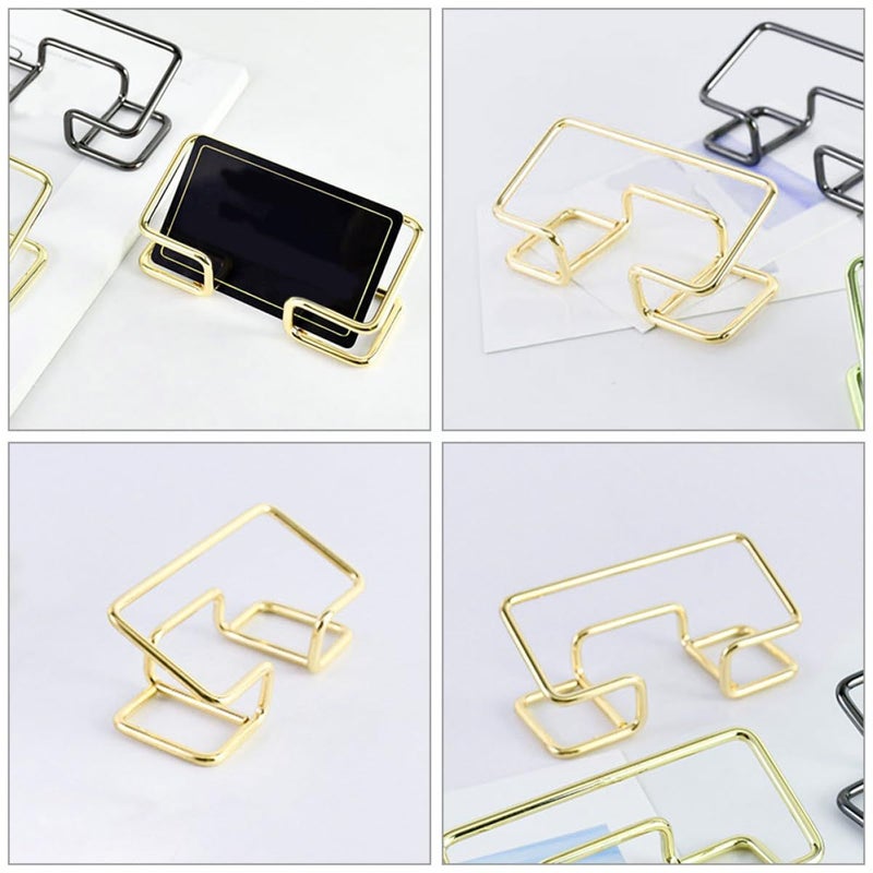 Luxshiny Metal Business Card Holder Stand Desktop Card Display Rack In Gold For Office Desk With Hollow Design Organizer - Image 4