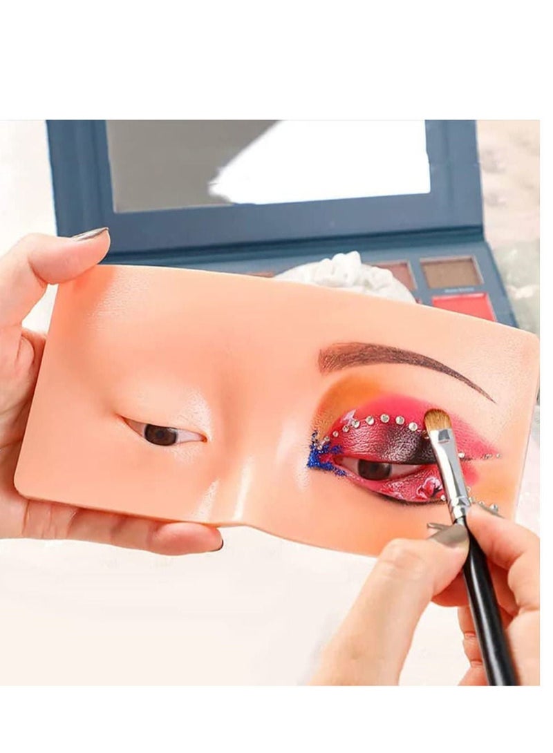Makeup Practice Face Board 3D Realistic Pad for Makeup Artist Board Makeup Practice, Eyeshadow Eyeliner Eyebrow Lash mapping Realistic Face Skin Eye Make up Practice Model for Makeup Starter 3.4 18  - Image 1
