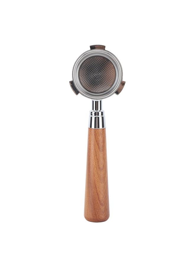 Thoraya - 51mm Bottomless Portafilter Aluminum Alloy 3 Ears Bottomless Filter Holder Portafilter with Wooden Handle for Coffee Machine Dark Brown - Image 1