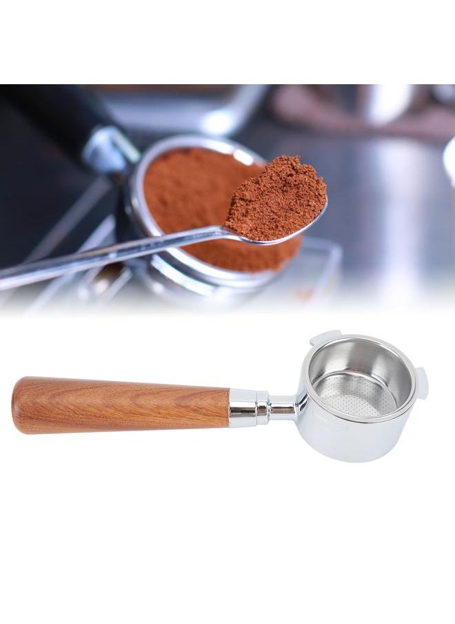 Thoraya - 51mm Bottomless Portafilter Aluminum Alloy 3 Ears Bottomless Filter Holder Portafilter with Wooden Handle for Coffee Machine Dark Brown - Image 1