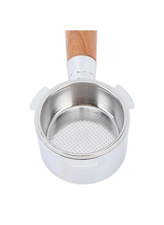 Thoraya - 51mm Bottomless Portafilter Aluminum Alloy 3 Ears Bottomless Filter Holder Portafilter with Wooden Handle for Coffee Machine Dark Brown - Image 1